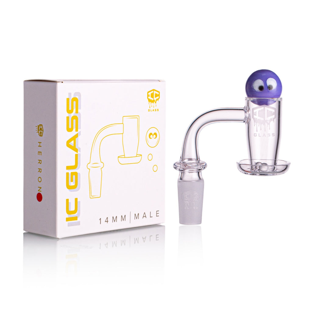 IC Glass - Herron | 14mm 90D Quartz Banger | Includes Carb Cap, Terp Balls & Sticker | 5 Colors