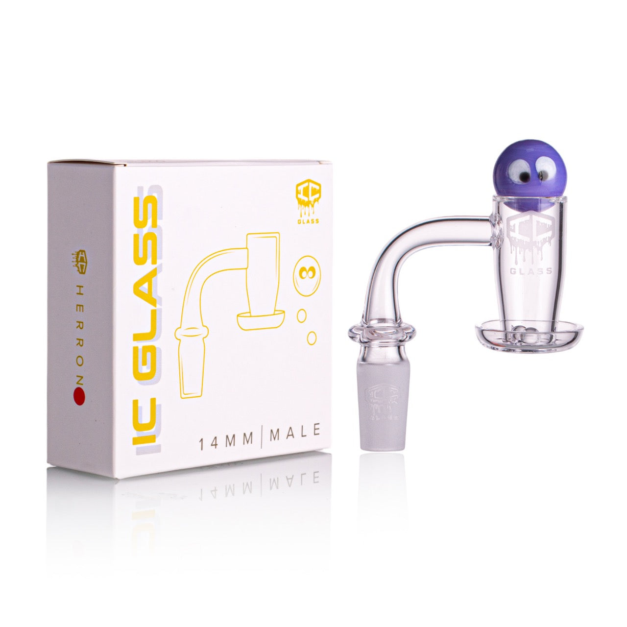 IC Glass - Herron | 14mm 90D Quartz Banger | Includes Carb Cap, Terp Balls & Sticker | 5 Colors