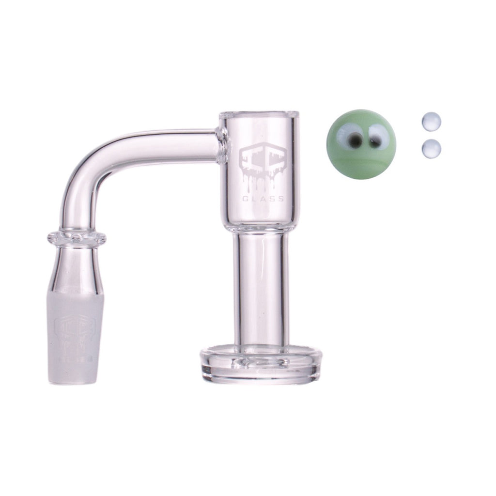 IC Glass - Flett | 14mm 90D Quartz Banger | Includes Carb Cap, Terp Balls & Sticker | 5 Colors