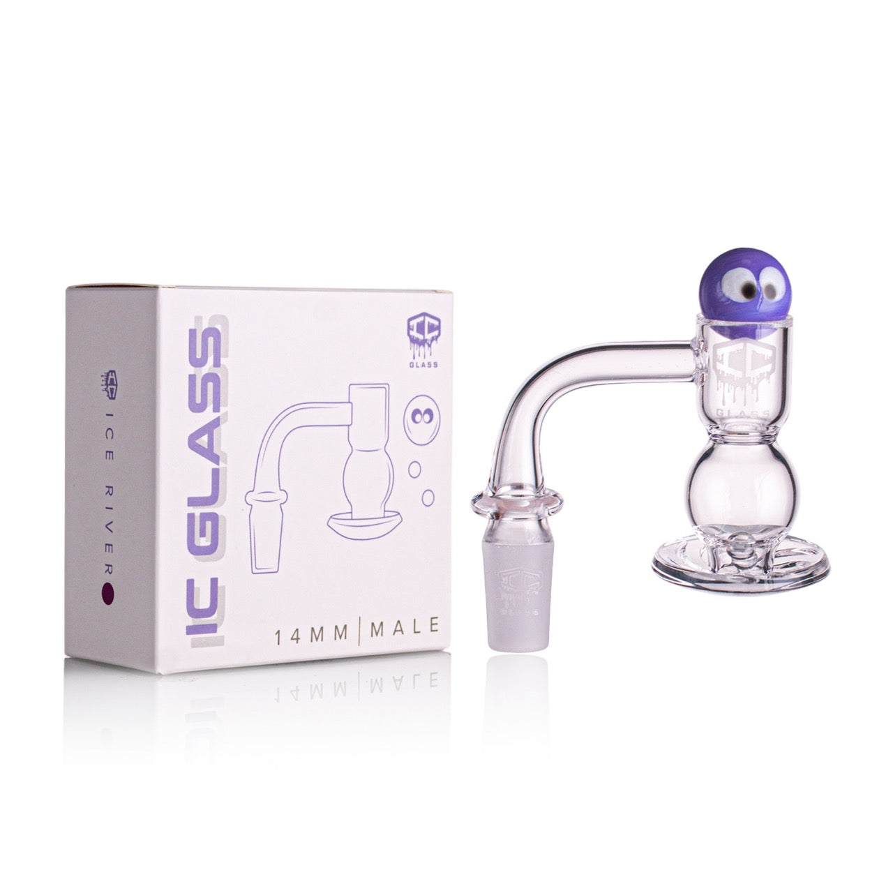 IC Glass - Ice River | 14mm 90D Quartz Banger | Includes Carb Cap, Terp Balls & Sticker | 5 Colors