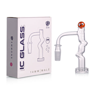 IC GLASS - EMMONS| 14mm Male 90D Banger| Includes Carb Cap, Terp Balls & Sticker | ICB1022