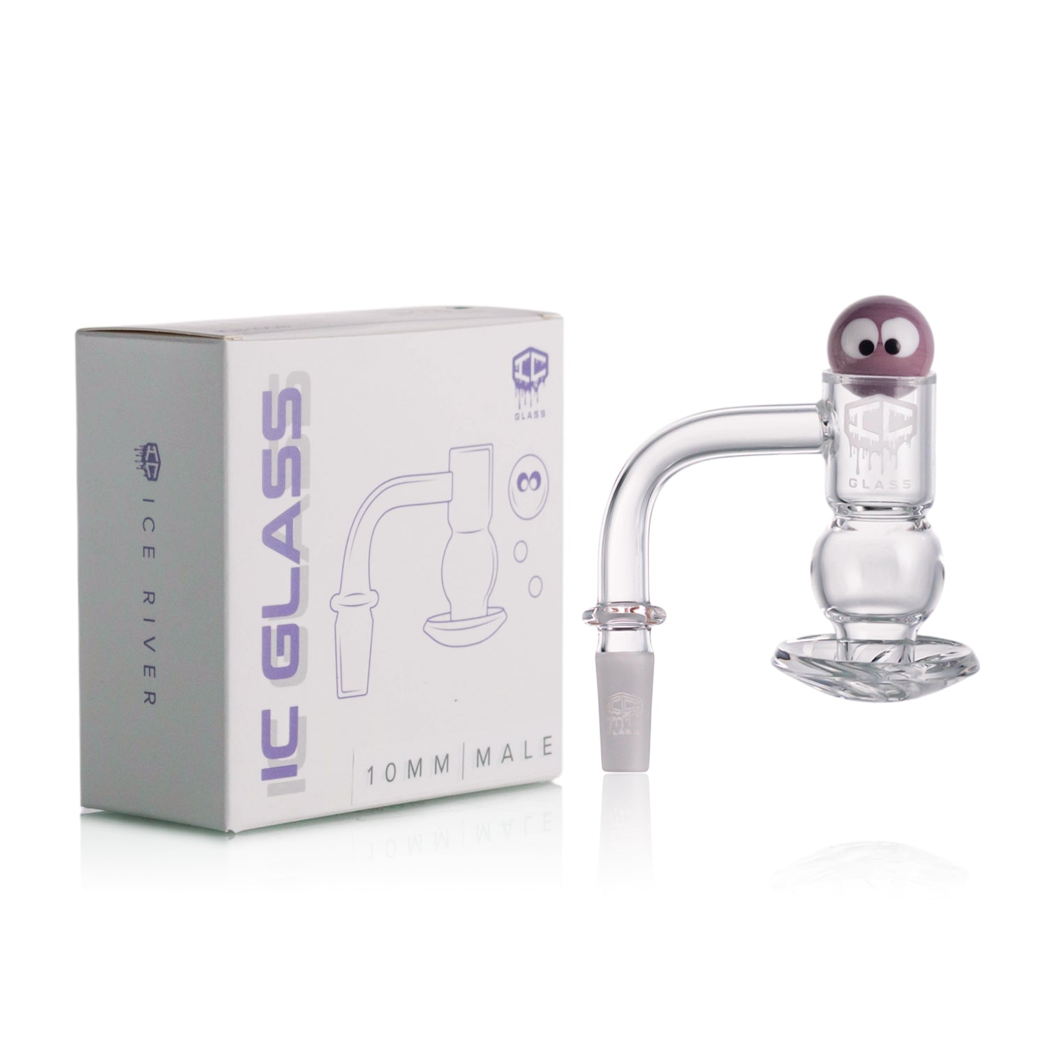 IC Glass - Ice River | 10mm 90D Quartz Banger | Includes Carb Cap, Terp Balls & Sticker | 5 Colors
