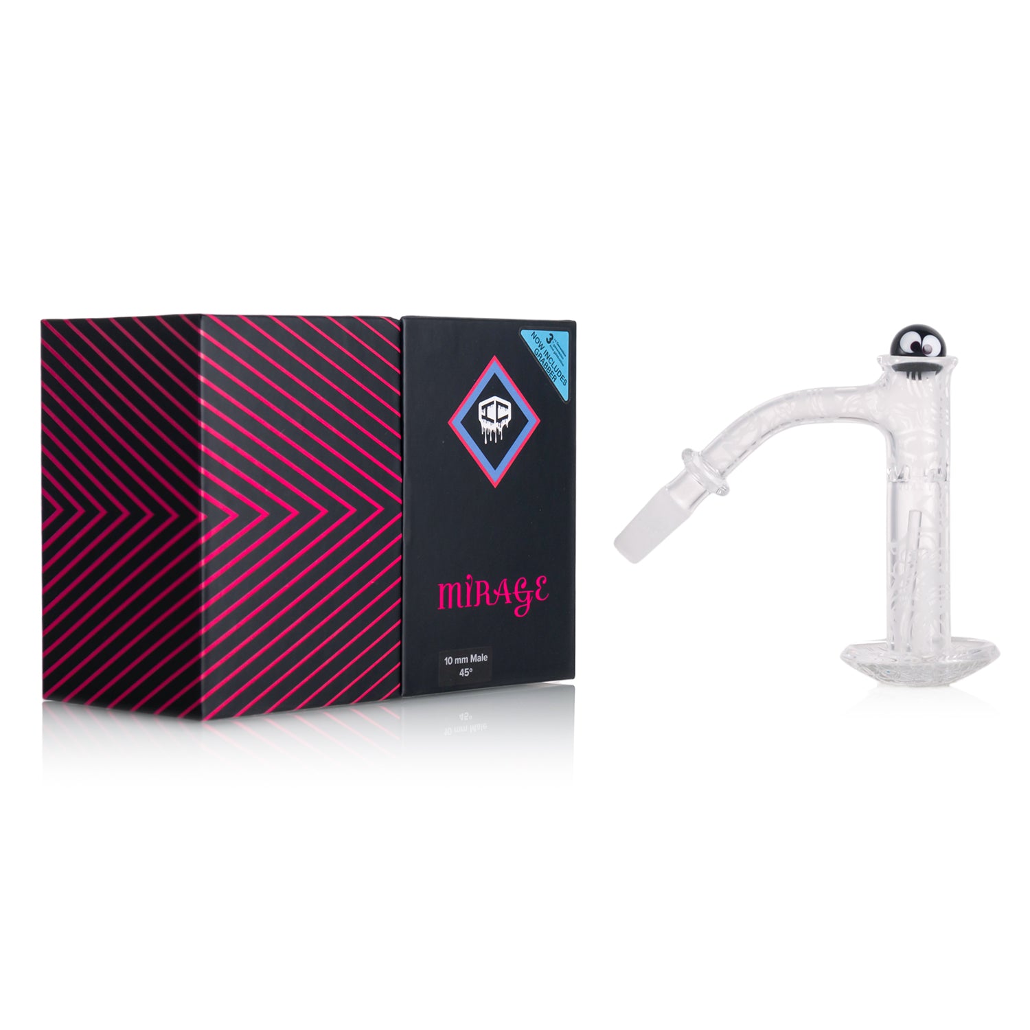 IC Quartz - Mirage | 10mm 45D Banger | Fully Frosted Banger | Includes Carb Cap, Terp balls | 5 Colors