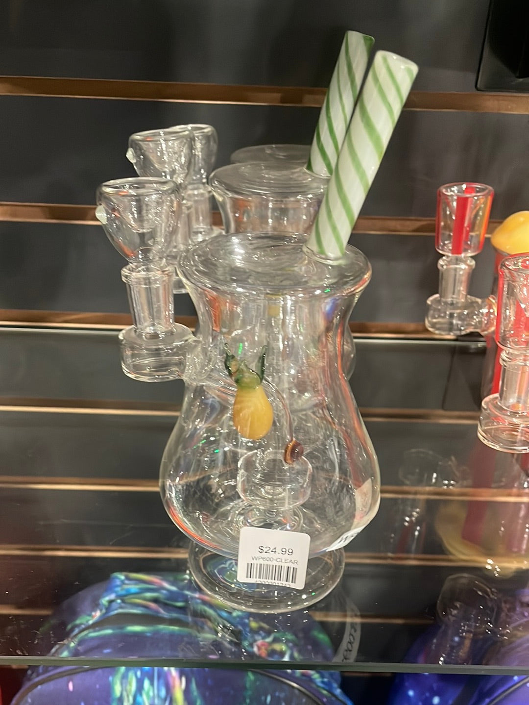 Water Pipe with Ice-cream cup and straw design | 8" | WP600-CLEAR