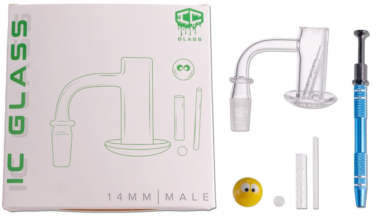 IC Glass - Tahoma Premium Quartz Banger  | 14MM 90D Quartz Banger | with Carb Cap & Terp Ball Grabber | 5 Colors