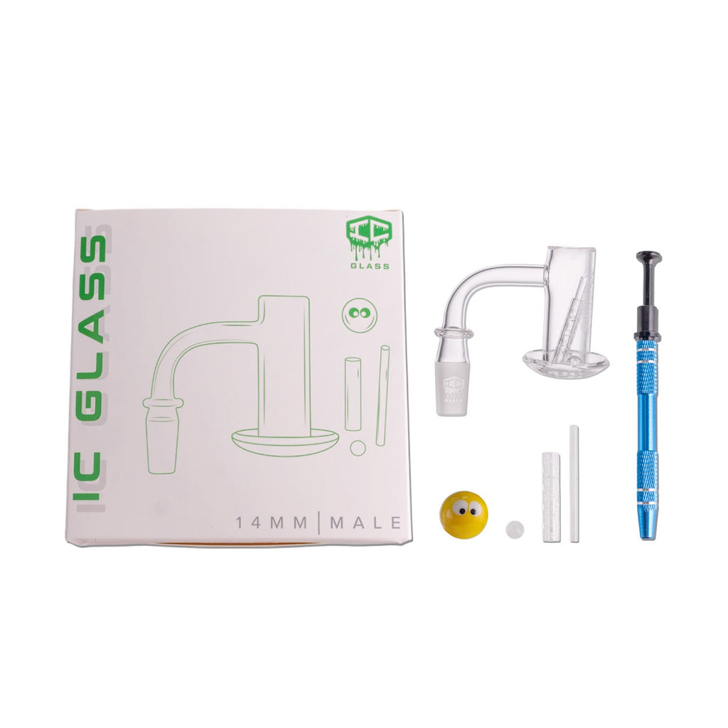 IC Glass - Tahoma Premium Quartz Banger  | 14MM 90D Quartz Banger | with Carb Cap & Terp Ball Grabber | 5 Colors