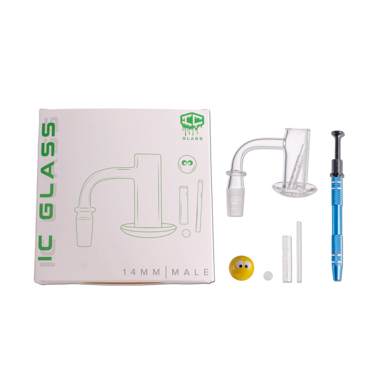 IC Glass - Tahoma Premium Quartz Banger  | 14MM 90D Quartz Banger | with Carb Cap & Terp Ball Grabber | 5 Colors