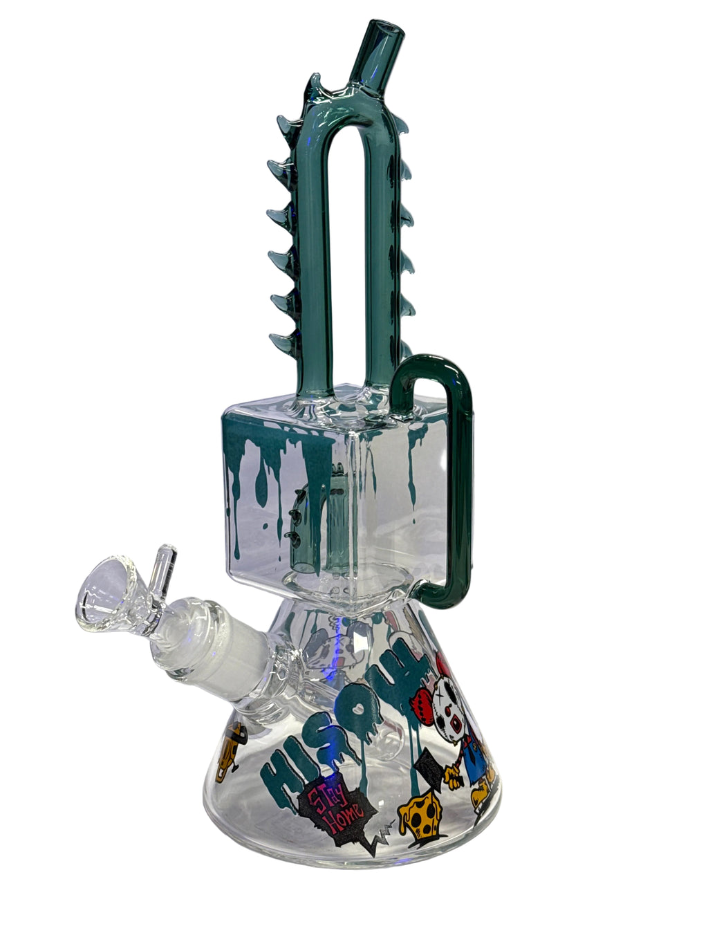 Chain Saw recycler beaker | Dual Chamber bong