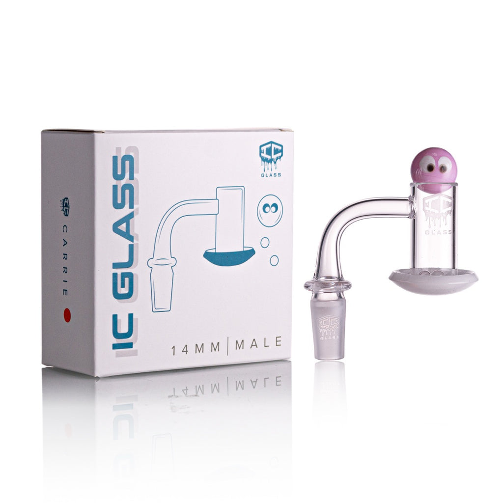 IC Glass - Carrie | 14mm 90D Quartz Banger | Includes Carb Cap, Terp Balls & Sticker | 5 Colors