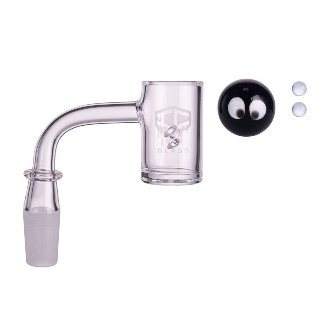 IC GLASS - Hanging | 14mm Male 90D Banger| Includes Carb Cap, Terp Balls & Sticker | ICB1014