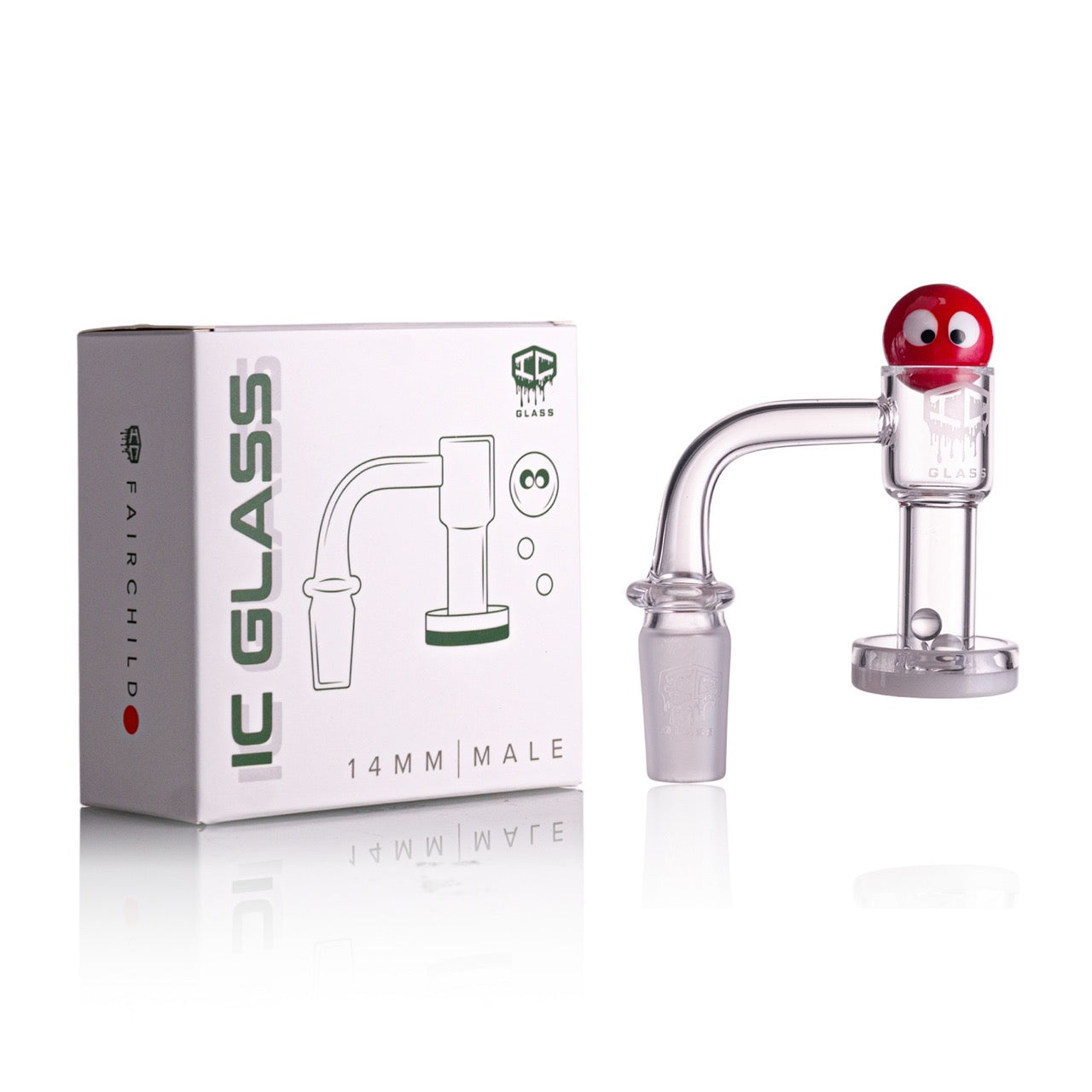 IC GLASS - FAIRCHILD | 14mm Male 90D Banger| Includes Carb Cap, Terp Balls & Sticker | ICB1012