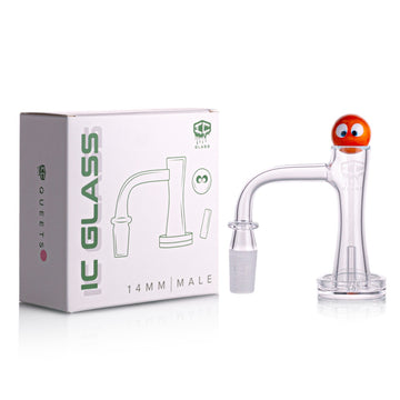 IC GLASS - QUEETS | 14mm Male 90D Banger| Includes Carb Cap, Terp Balls & Sticker | ICB1018