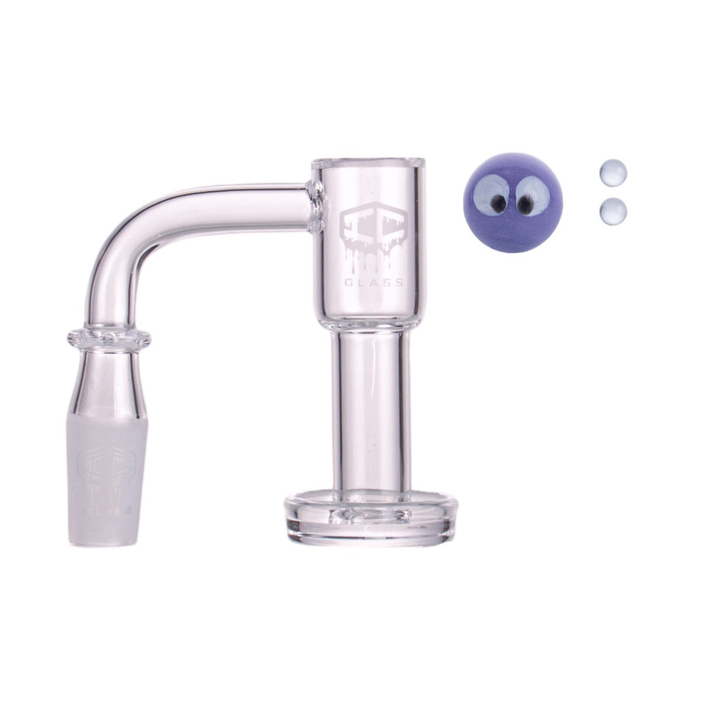 IC Glass - Flett | 14mm 90D Quartz Banger | Includes Carb Cap, Terp Balls & Sticker | 5 Colors