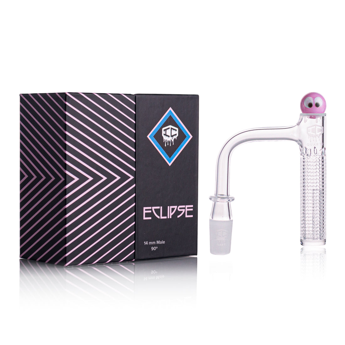 IC GLASS - Eclipse | 14mm 90D | Banger |Includes Carb cap, Terp Ball | ICQ1112