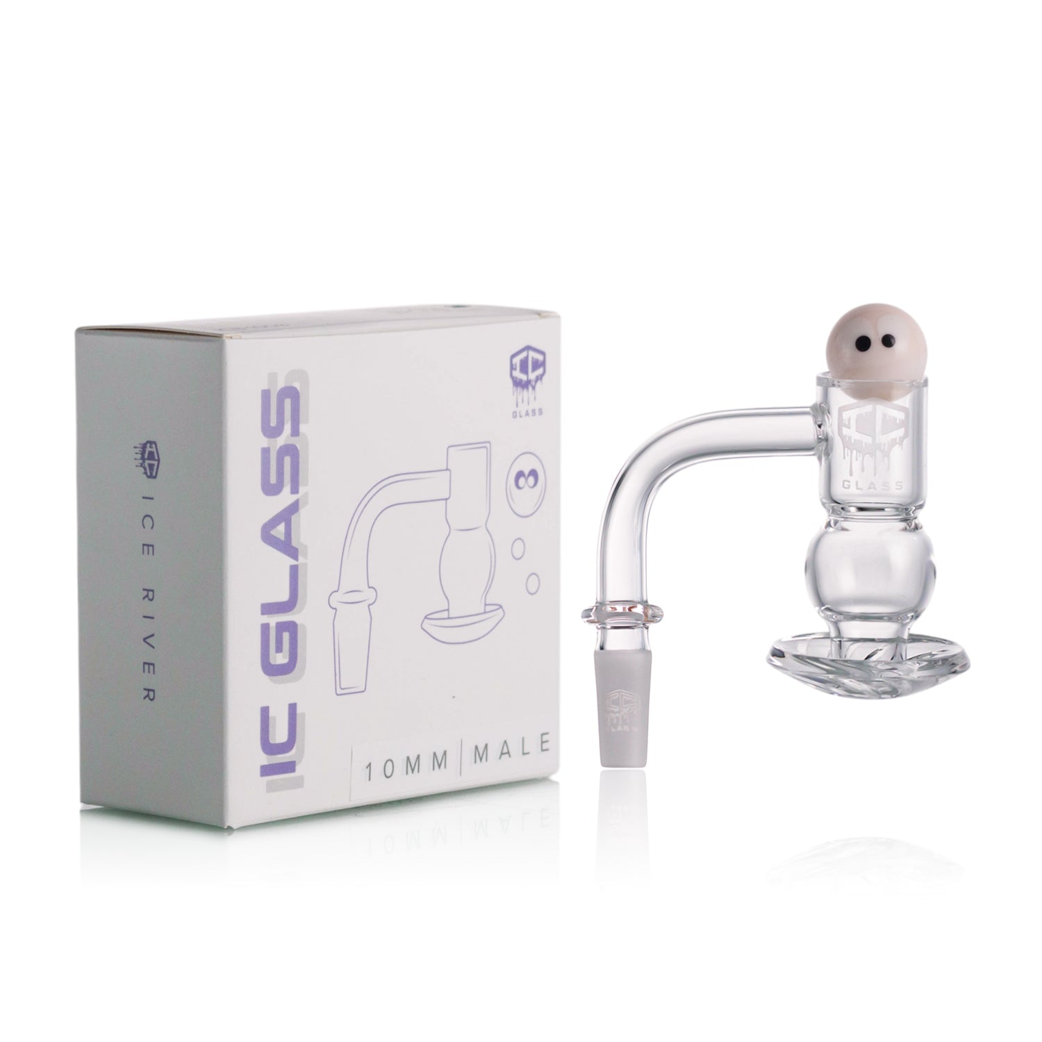 IC Glass - Ice River | 10mm 90D Quartz Banger | Includes Carb Cap, Terp Balls & Sticker | 5 Colors