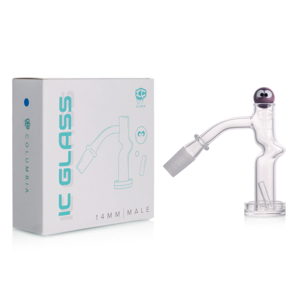IC Glass - Columbia  | 14mm 45° Quartz Banger | Includes Carb Cap, Terp Balls & Sticker | 5 Colors