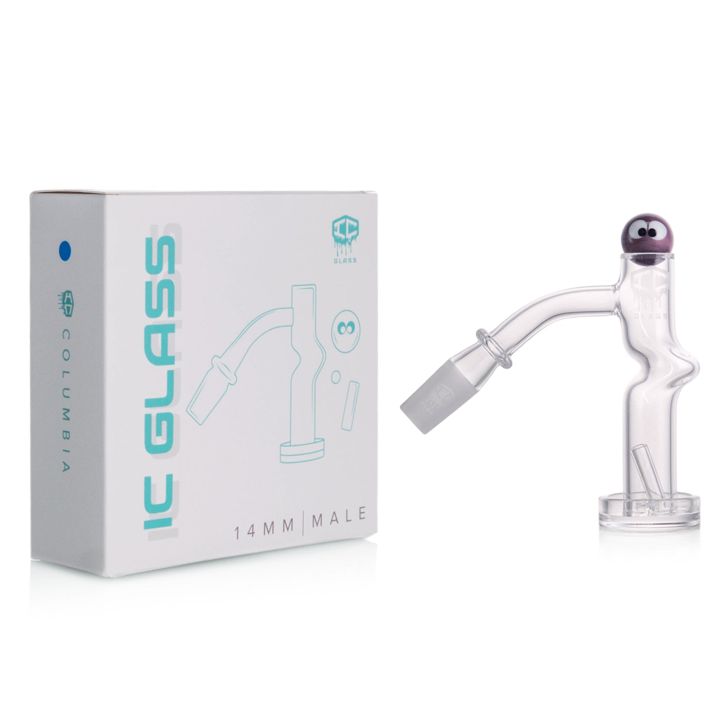 IC Glass - Columbia  | 14mm 45° Quartz Banger | Includes Carb Cap, Terp Balls & Sticker | 5 Colors