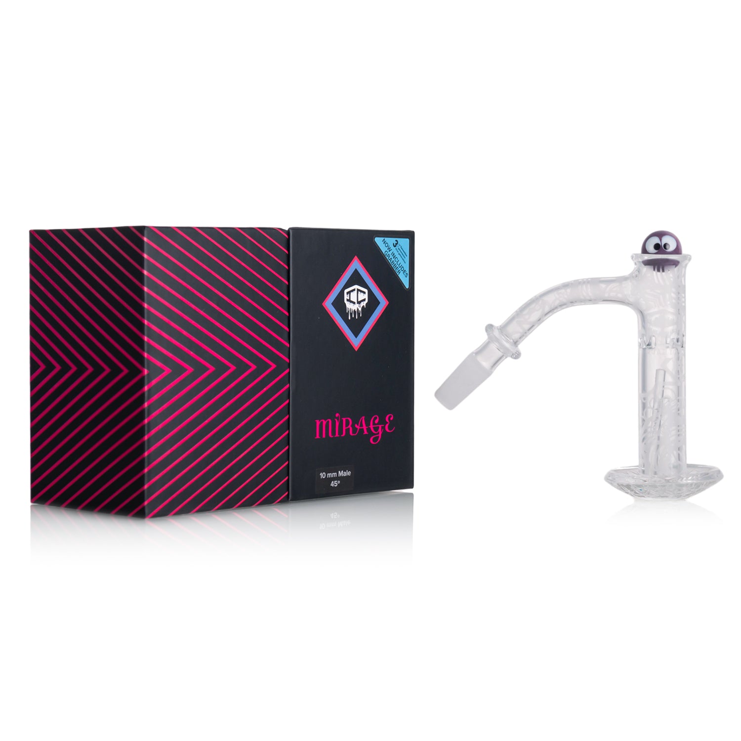 IC Quartz - Mirage | 10mm 45D Banger | Fully Frosted Banger | Includes Carb Cap, Terp balls | 5 Colors
