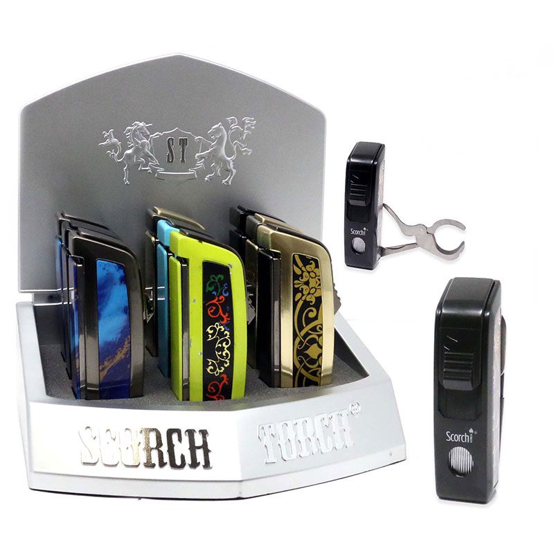 Scorch Torch - Heavy duty cigar torch lighter w/built in scissor cigar cutter | 9 Units/Box | TO61790