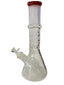 14" beaker with Sandblasted art skull butterfly design on neck and base