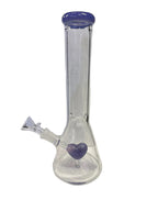 Beaker with heart perc and attached downstem | WP5318
