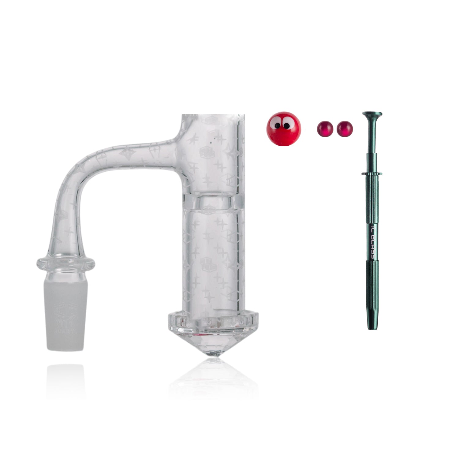 IC Quartz - Radiant | 14mm 90° Banger | Includes Terp Ball Grabber, Carb Cap & Terp Balls | 5 Colors
