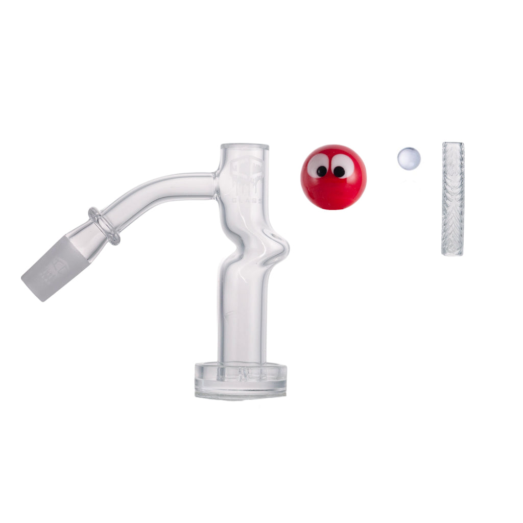IC Glass - Columbia  | 14mm 45° Quartz Banger | Includes Carb Cap, Terp Balls & Sticker | 5 Colors