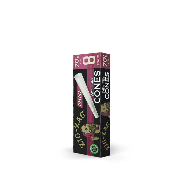 Zig-Zag 70mm Ultra Thin Pre Rolled Mini Cones - 8 Pack Box Main image