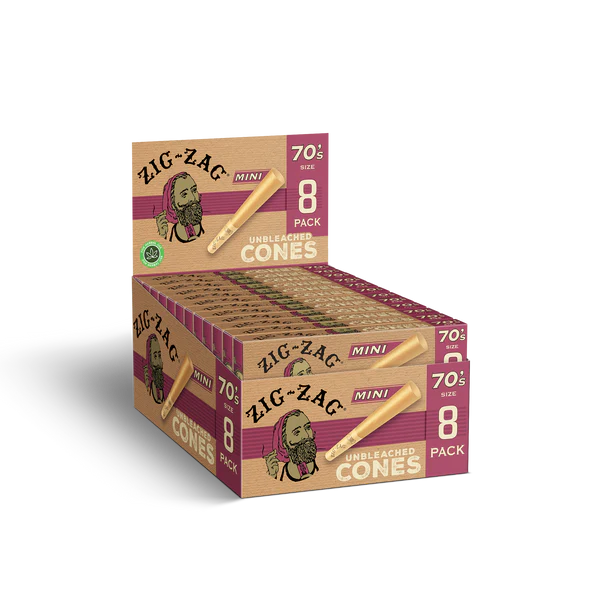 ZIG-ZAG Unbleached Cones 70mm Minis - 8 Ct