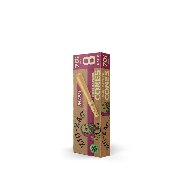 ZIG-ZAG Unbleached Cones 70mm Minis - 8 Ct