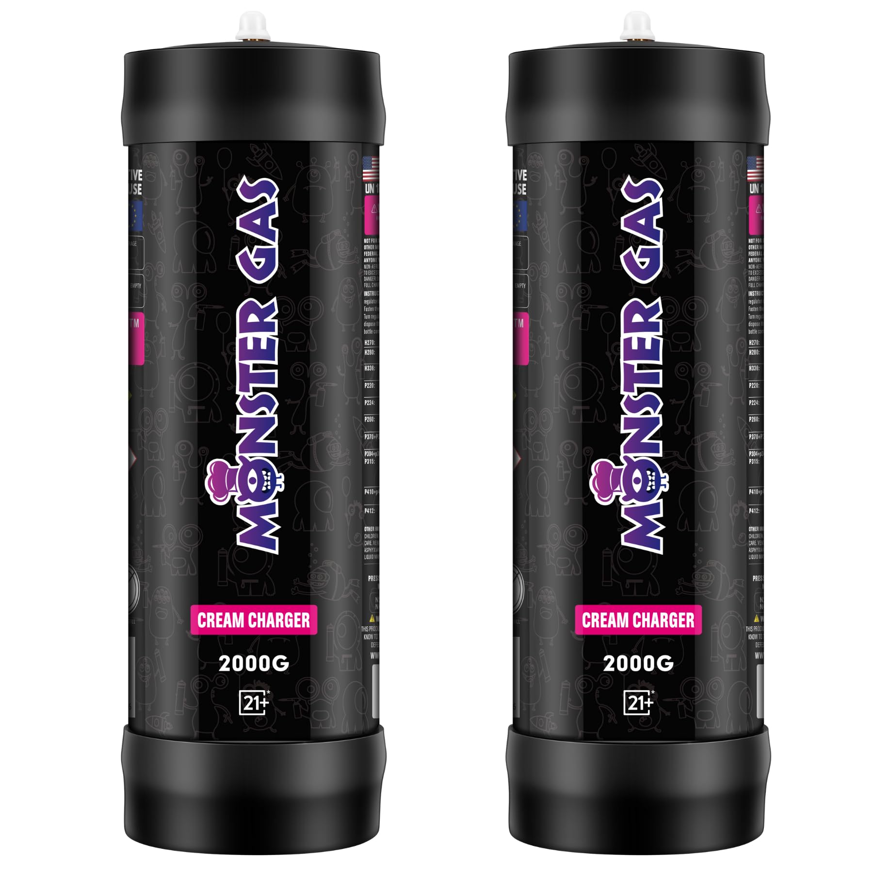 Monster 2000G Whipped Cream Chargers | FOOD-GRADE NITROUS OXIDE FOR FOOD| 2TANKS/CASE Secondary image