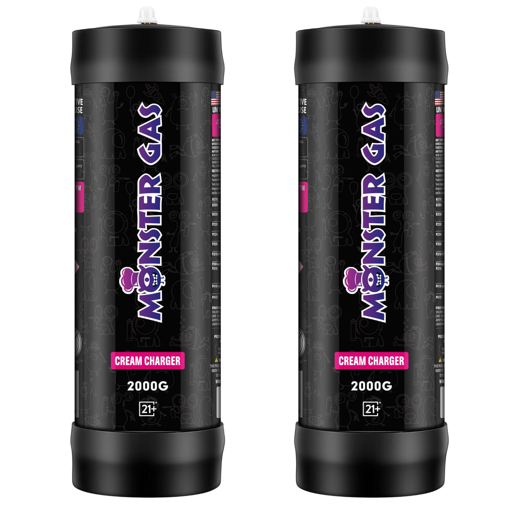Monster 2000G Whipped Cream Chargers | FOOD-GRADE NITROUS OXIDE FOR FOOD| 2TANKS/CASE