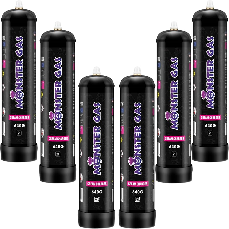 Monster 640G Whipped Cream Chargers | FOOD-GRADE CREAM CHARGER FOR FOOD|  6TANKS/CASE
