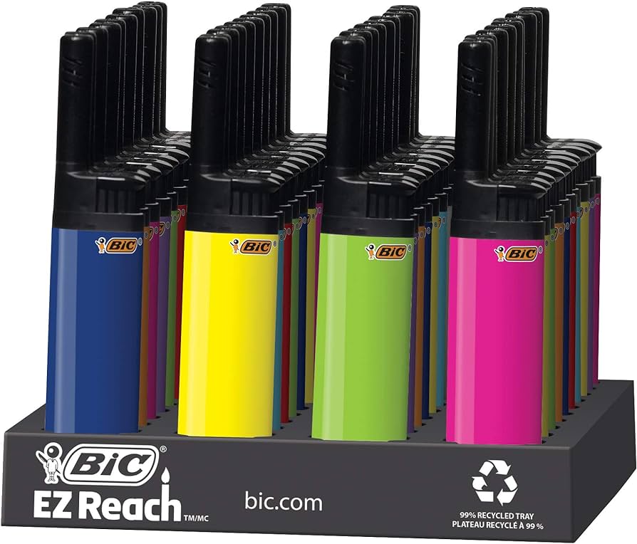 BIC EZ Reach Lighter - Assorted Colors | 40-Count Tray (Colors Will Vary) | Great for Candle Lighting