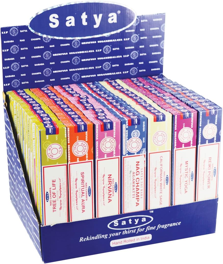 Satya Hand Rolled Incense Sticks - 84 Count Display | Aromatic & Long-Lasting