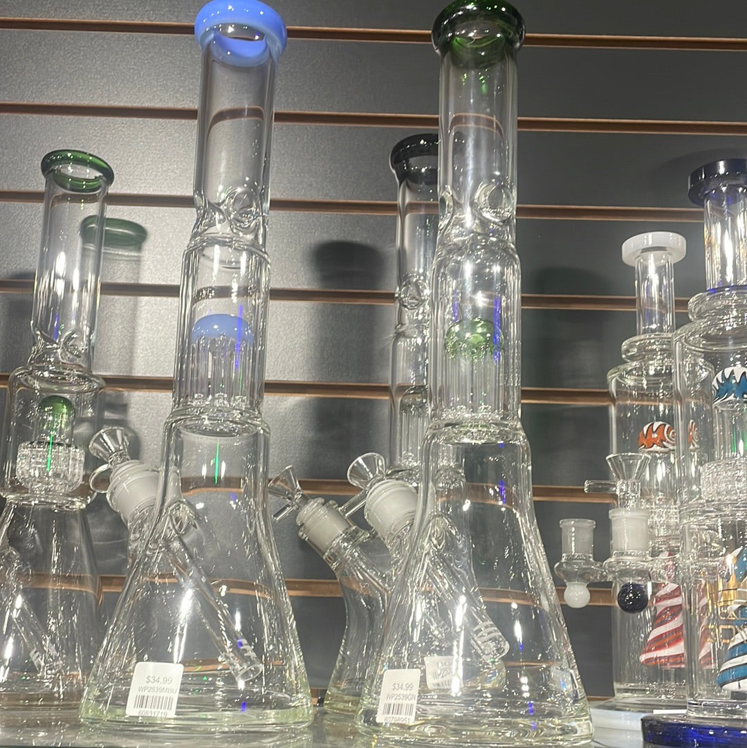 Water Pipe - 16Inch beaker with colored lip and Tree Perk