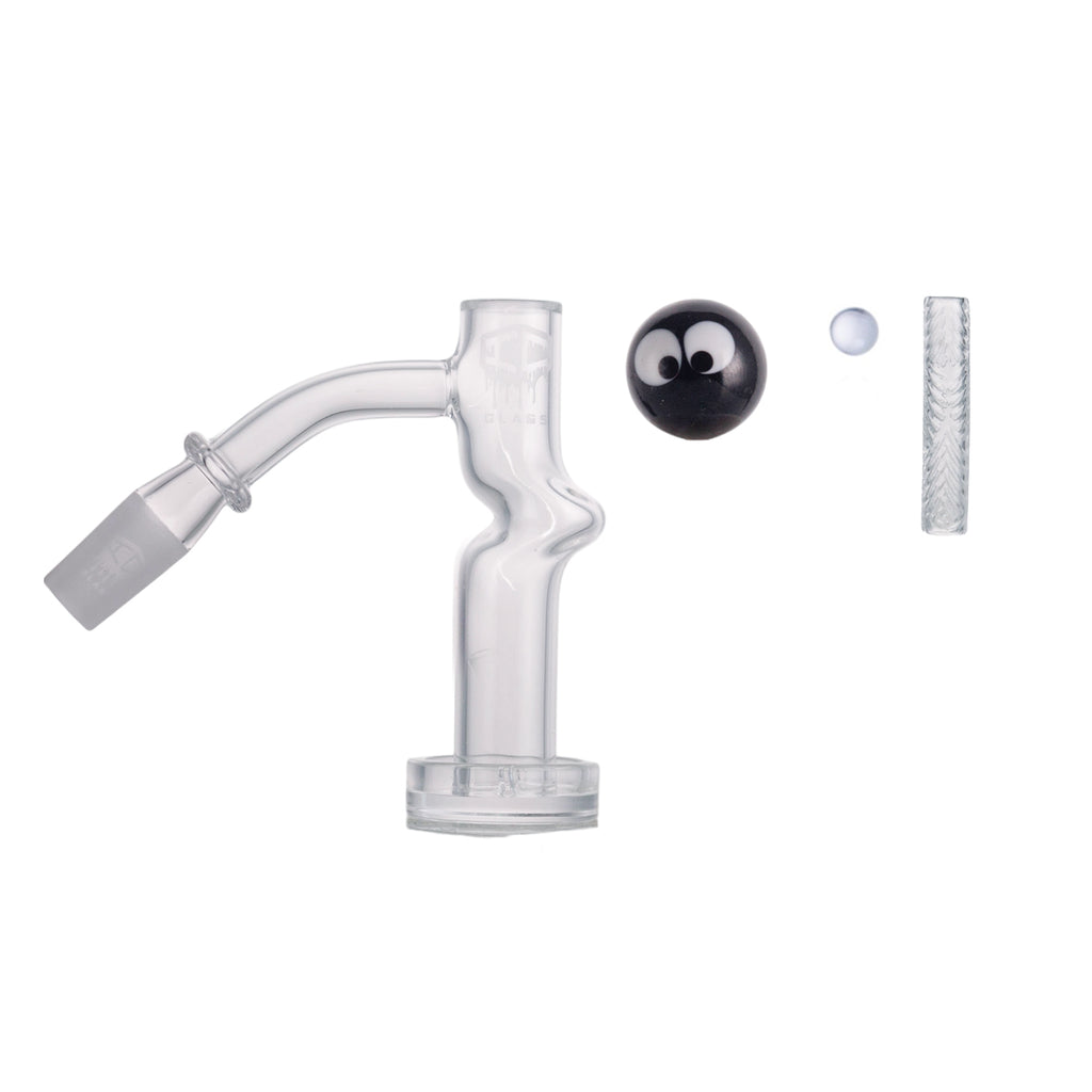IC Glass - Columbia  | 14mm 45° Quartz Banger | Includes Carb Cap, Terp Balls & Sticker | 5 Colors