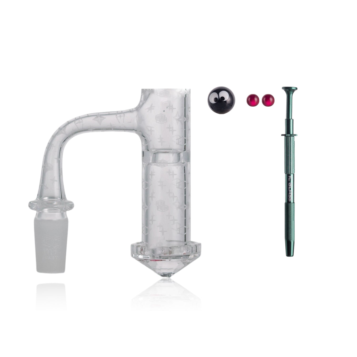 IC Quartz - Radiant | 14mm 90° Banger | Includes Terp Ball Grabber, Carb Cap & Terp Balls | 5 Colors