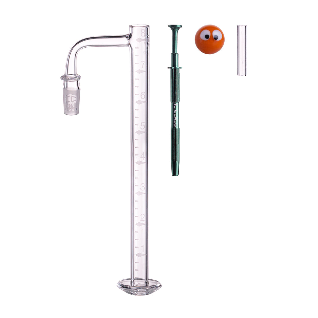 IC Glass - CHALLENGE  BANGER | 8-Inch Long with cleaning brush  |  14mm male 90D Banger | ICB1024