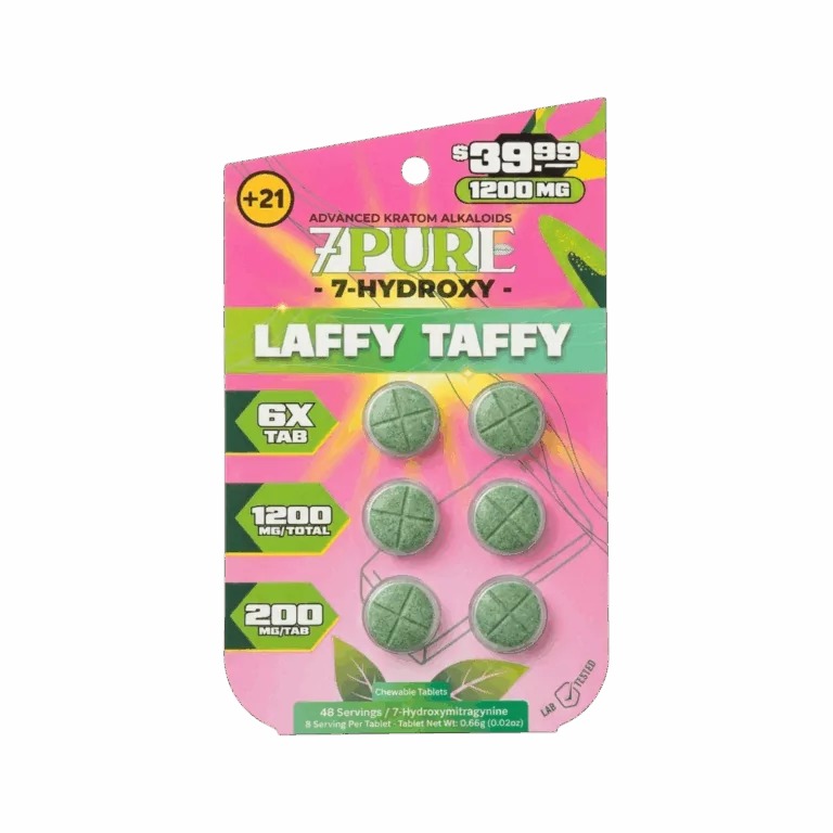 7Pure 7OH Kratom Extract Chewable Tablets Laffy Taffy 200MG 6ct - Get Glass Distribution USA