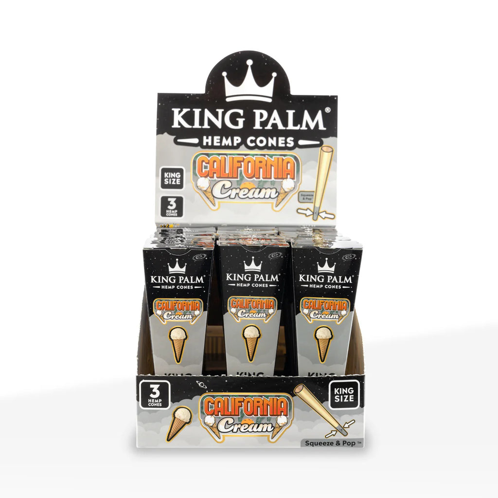 King Palm - Hemp Cones | KING Size  3-Hemp cones| 30Packs/Display | Squeeze & POP | WR10