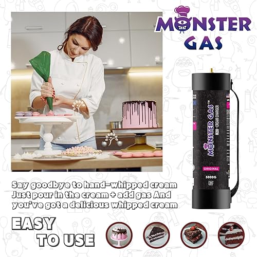 Monster 3000G Whipped Cream Chargers | FOOD-GRADE NITROUS OXIDE FOR FOOD| SINGLE TANK