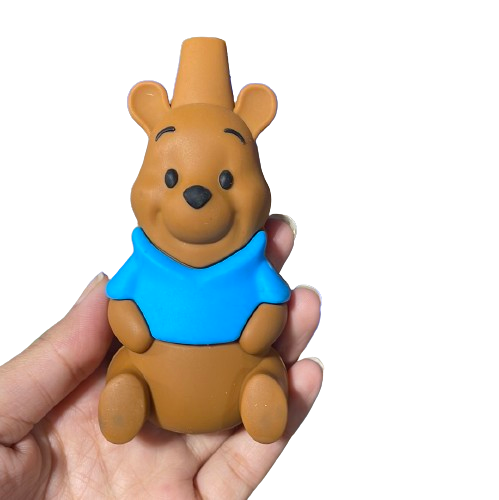 Silicone - 4.5" Bear Hand Pipe with Glass Bowl | Weed Pipe | Single Unit