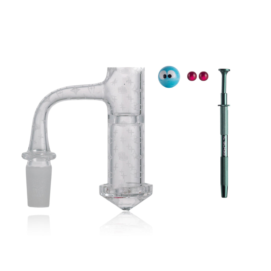 IC Quartz - Radiant | 14mm 90° Banger | Includes Terp Ball Grabber, Carb Cap & Terp Balls | 5 Colors