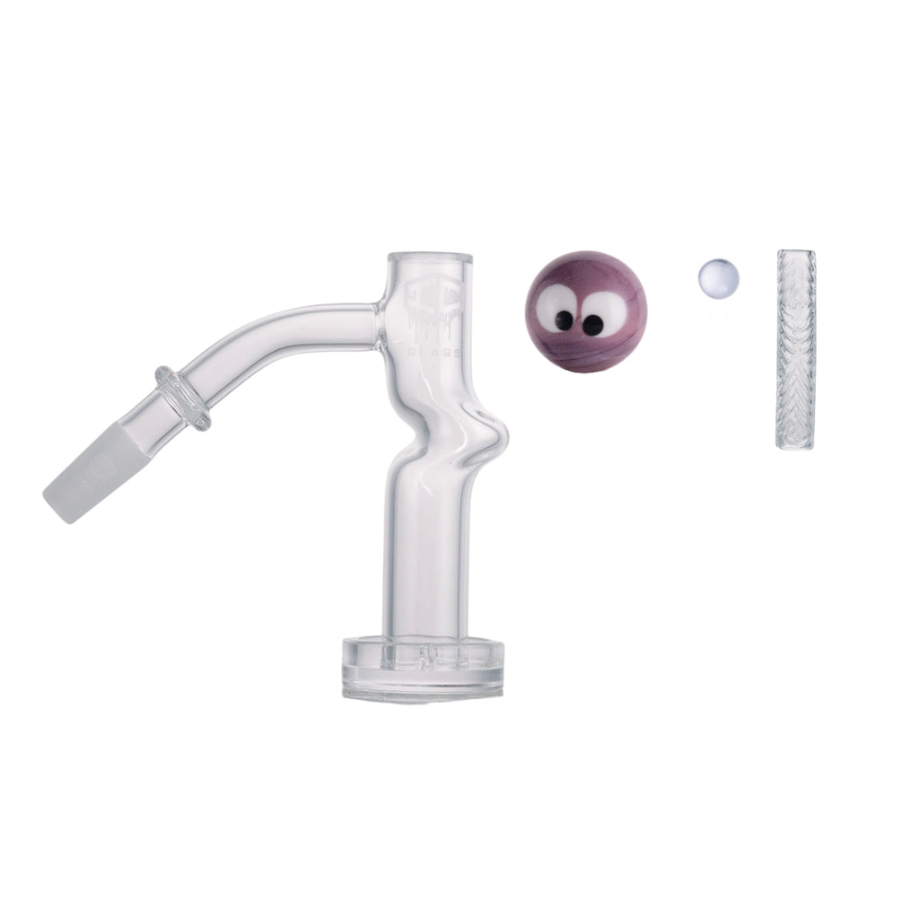 IC Glass - Columbia | 10mm 45D Quartz Banger | ncludes Carb Cap, Terp Balls | 5 Colors