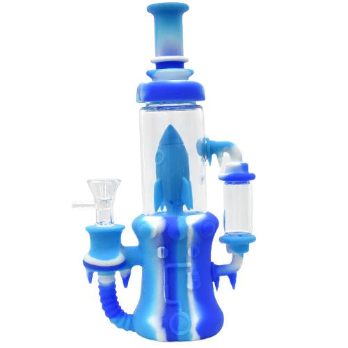 Silicone 9 Inch Rocket Perculator Recycler Waterpipe