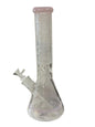 14" beaker with Frosted  design on neck & color mouth piece