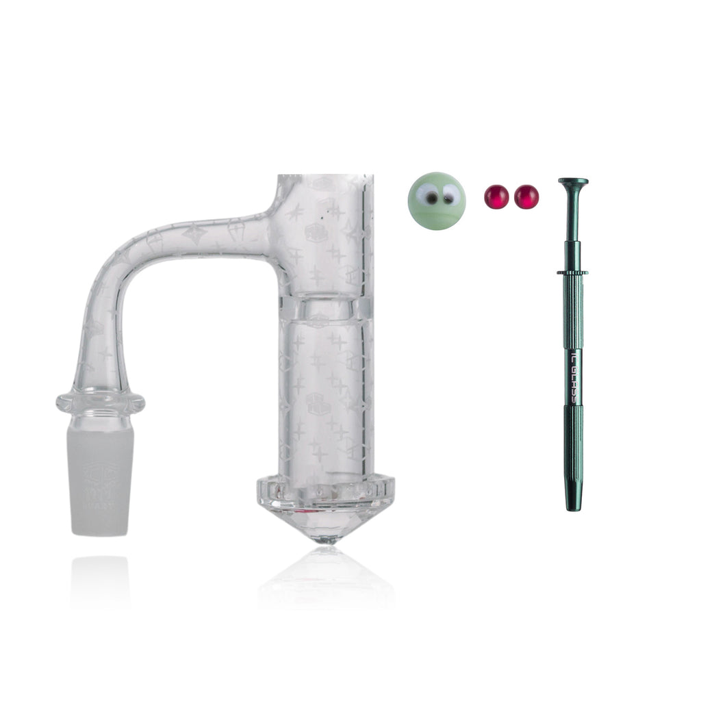 IC Quartz - Radiant | 14mm 90° Banger | Includes Terp Ball Grabber, Carb Cap & Terp Balls | 5 Colors