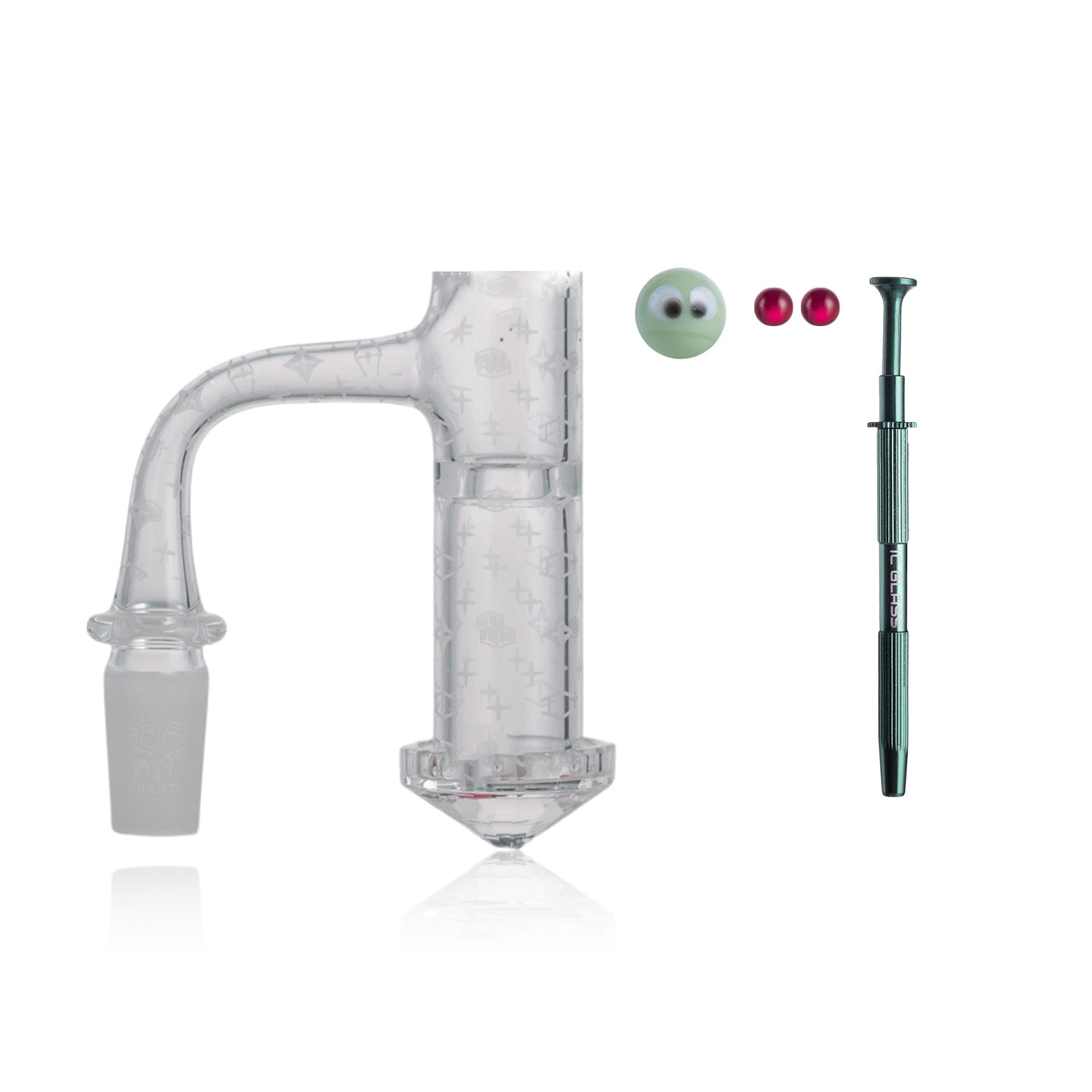 IC Quartz - Radiant | 14mm 90° Banger | Includes Terp Ball Grabber, Carb Cap & Terp Balls | 5 Colors