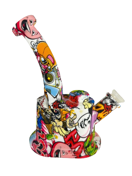 Silicone 7.5 Inches Waterpipe with Art Design | Dab Tool